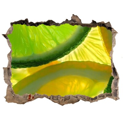 Autocollant mural trou Citron vert dans un trou dans le mur