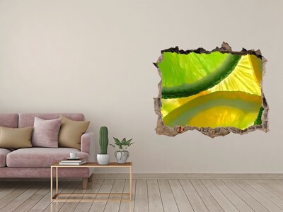 Autocollant mural trou Citron vert dans un trou dans le mur