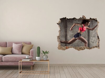 Sticker trou dans le mur Coureur en action