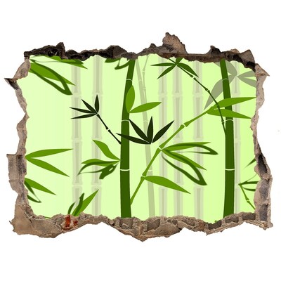 Sticker mural effet trou Forêt de bambous verts