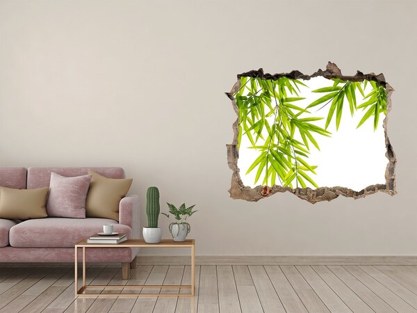 Sticker trou dans le mur Du bambou vert à travers un trou dans le mur
