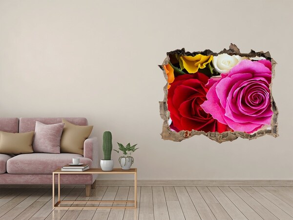 Sticker mural effet trou Une explosion florale de couleurs