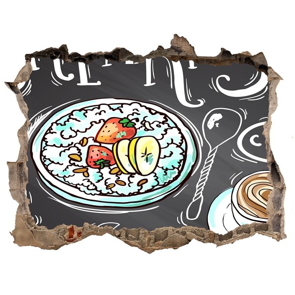 Autocollant mural trou Petit-déjeuner rétro