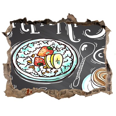 Autocollant mural trou Petit-déjeuner rétro