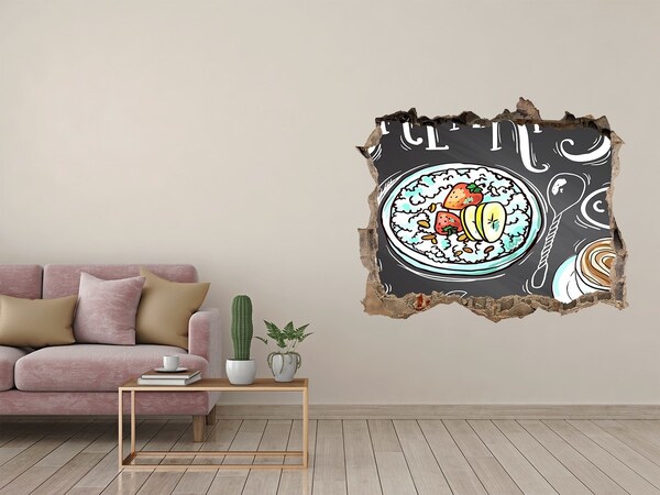 Autocollant mural trou Petit-déjeuner rétro