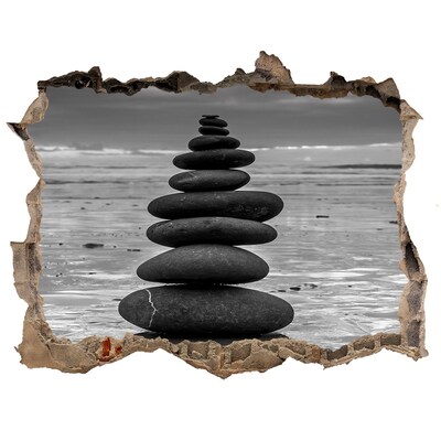 Sticker trou dans le mur Tours de pierre sur la plage