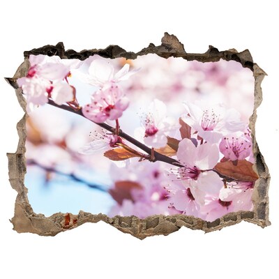 Autocollant à effet 3d trou Une oasis florale derrière le mur