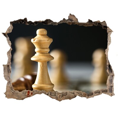 Autocollant à effet 3d trou Jouer aux échecs à travers un trou dans le mur