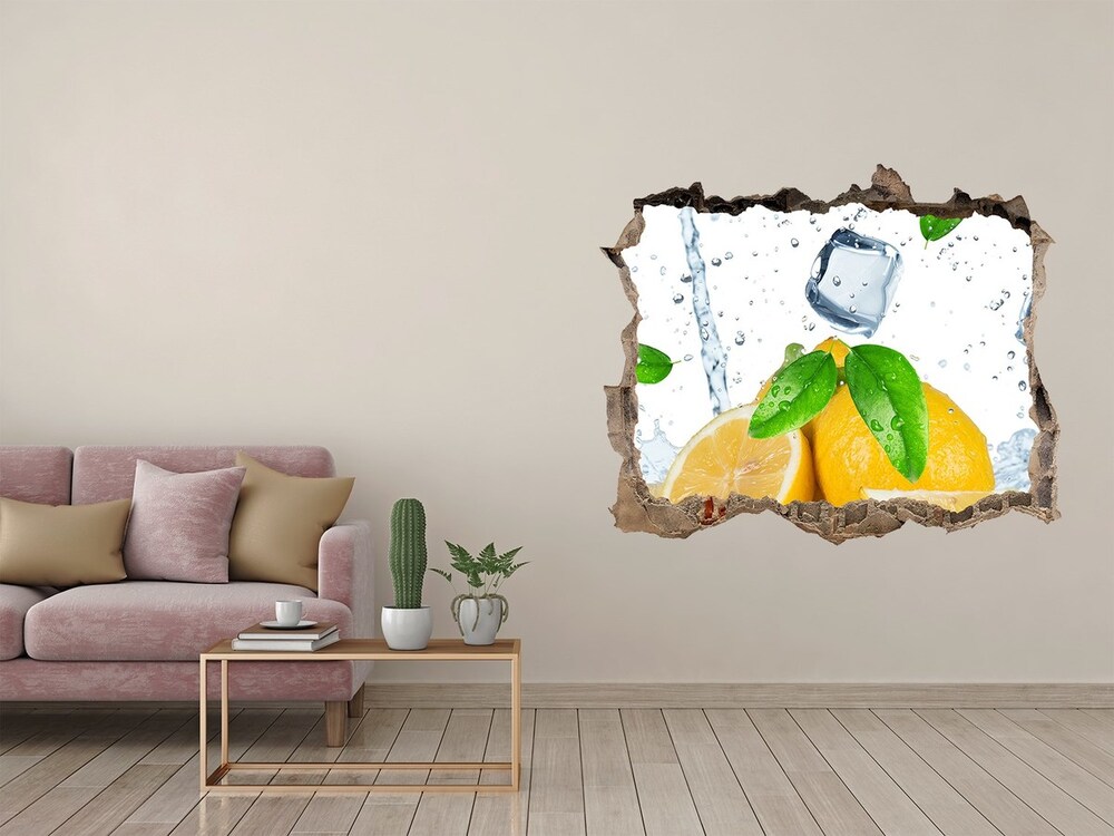 Sticker mural effet trou Citrons de glace pierre