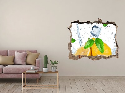 Sticker mural effet trou Citrons de glace pierre