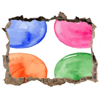 Sticker trou dans le mur Des boules colorées dans un trou dans le mur