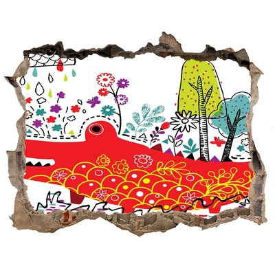 Autocollant mural trou Crocodile dans un paysage coloré