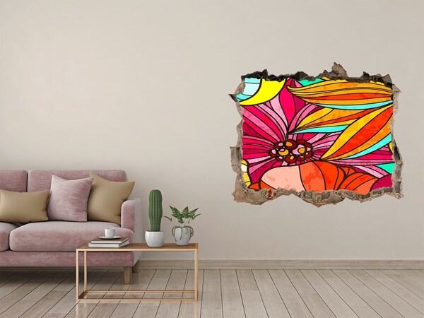 Sticker trou dans le mur Une explosion florale de couleurs