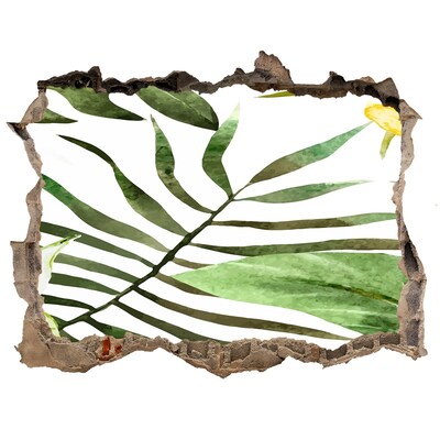 Sticker mural effet trou Un palmier vert à travers un trou dans le mur