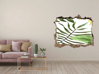 Sticker mural effet trou Beaux fleurs tropicales pierre