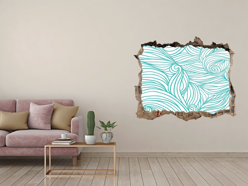 Sticker trou dans le mur Vagues bleues pierre