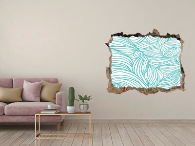 Sticker trou dans le mur Vagues bleues pierre