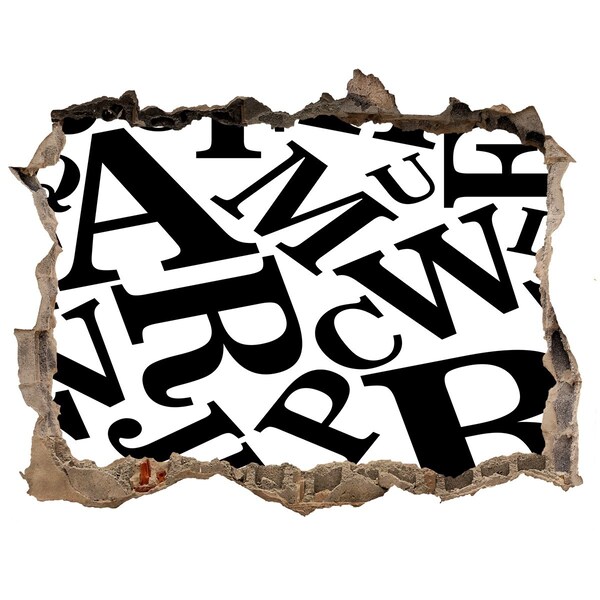 Sticker trou dans le mur Lettres brisées sur le mur