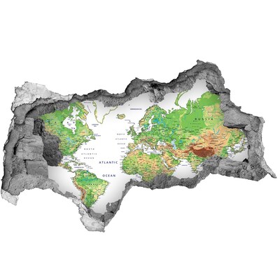 Autocollant à effet 3d trou Carte du monde pierre