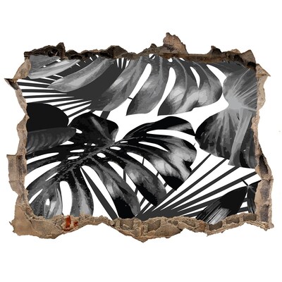 Sticker trou dans le mur Jungle tropicale monochrome