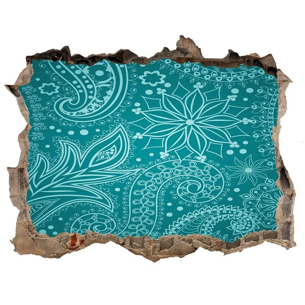 Sticker trou dans le mur Motif turquoise sur fond de pierre