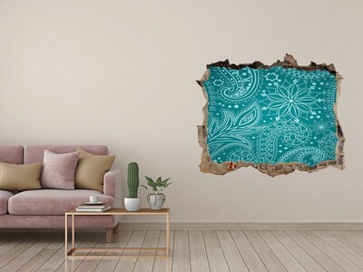 Sticker trou dans le mur Motif turquoise sur fond de pierre