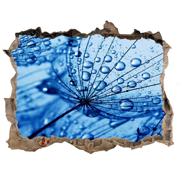 Autocollant à effet 3d trou Des gouttes d'eau sur une fleur délicate