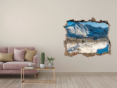 Autocollant mural trou paysage de montagne hivernal