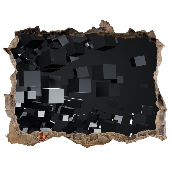 Sticker mural effet trou Cubes noirs dans l'espace 3D