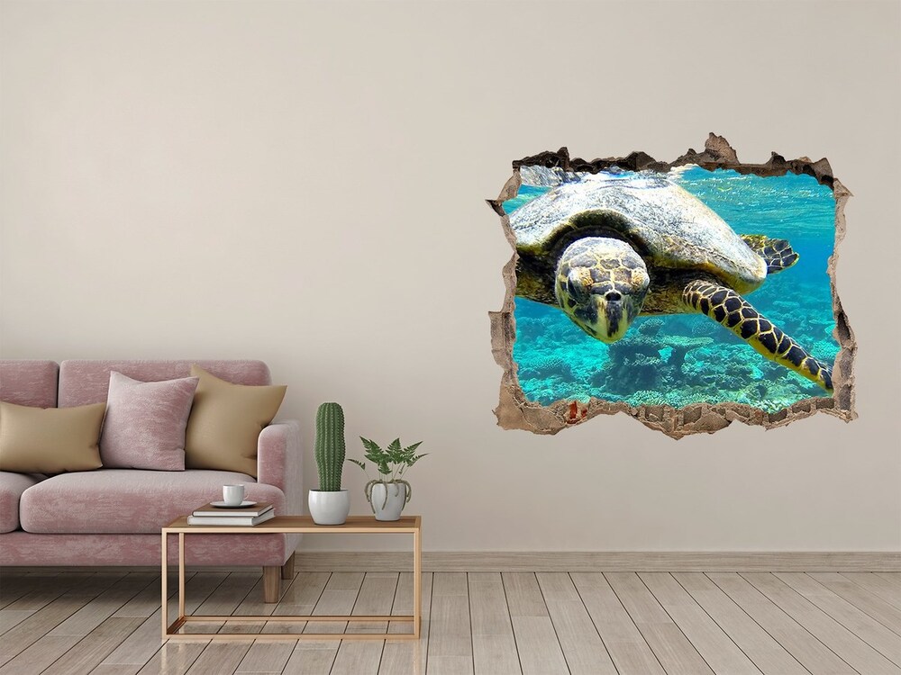 Sticker trou dans le mur Tortue de mer pierre