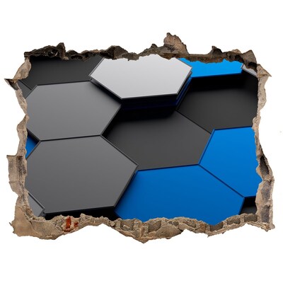 Autocollant à effet 3d trou Hexagones 3D abstraits bleus pierre