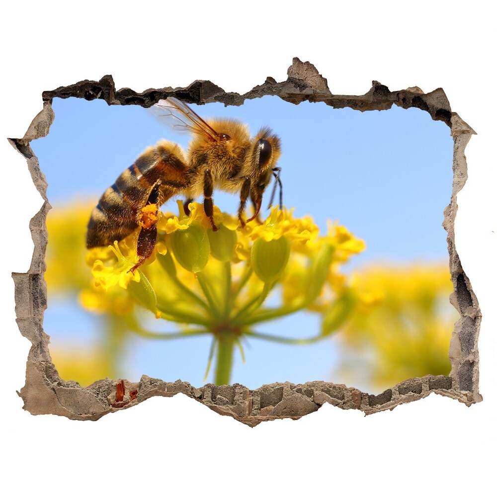 Autocollant à effet 3d trou Abeille sur une fleur pierre