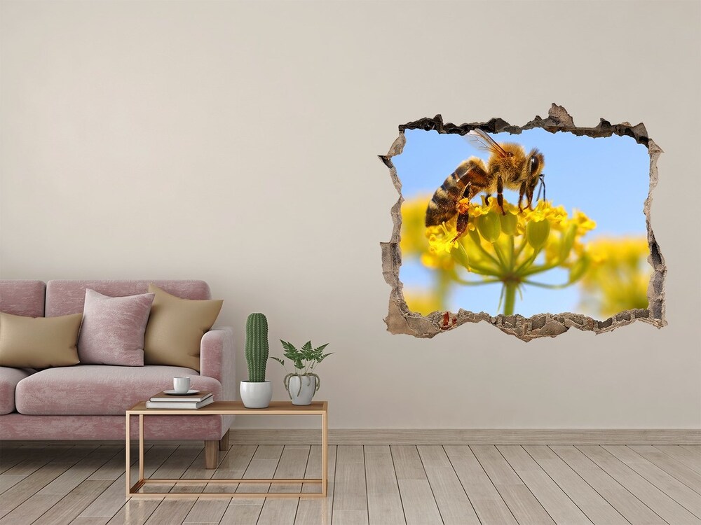 Autocollant à effet 3d trou Abeille sur une fleur pierre