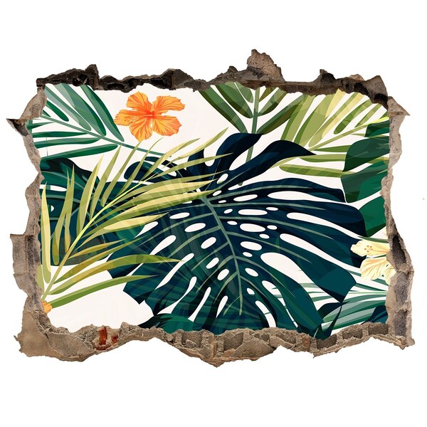 Sticker mural effet trou Un paradis tropical parmi les feuilles