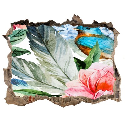 Autocollant mural trou Paradis tropical avec un oiseau