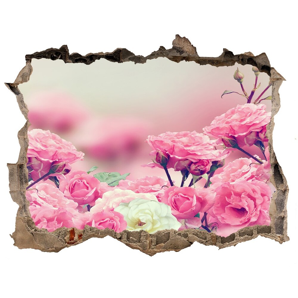 Sticker trou dans le mur Fleurs de rose sauvage pierre