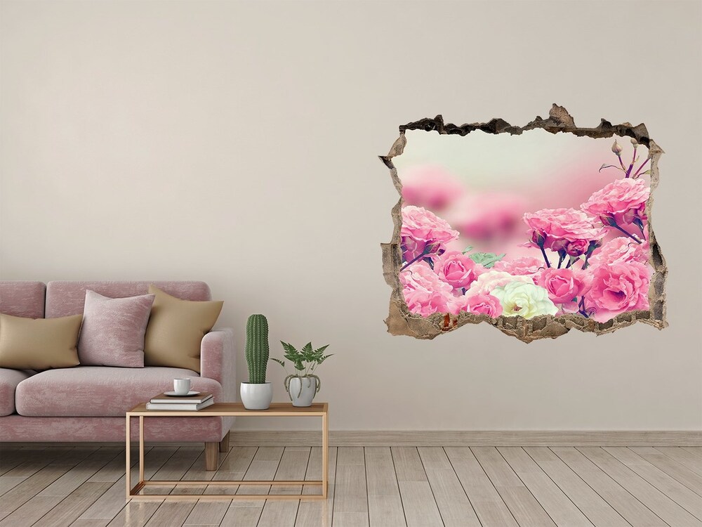 Sticker trou dans le mur Fleurs de rose sauvage pierre