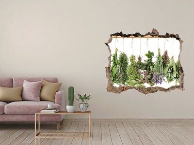 Autocollant à effet 3d trou Jardin d'herbes aromatiques caché dans un mur