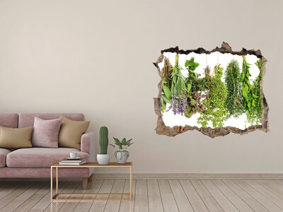 Sticker trou dans le mur oasis de verdure avec des herbes aromatiques