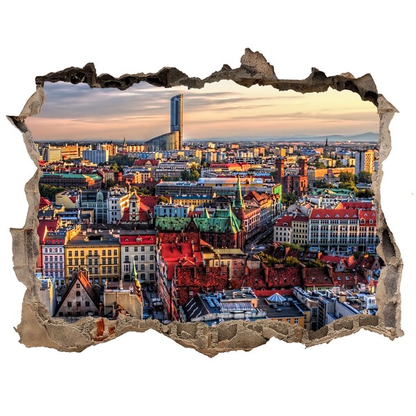 Sticker trou dans le mur Vue aérienne de la ville