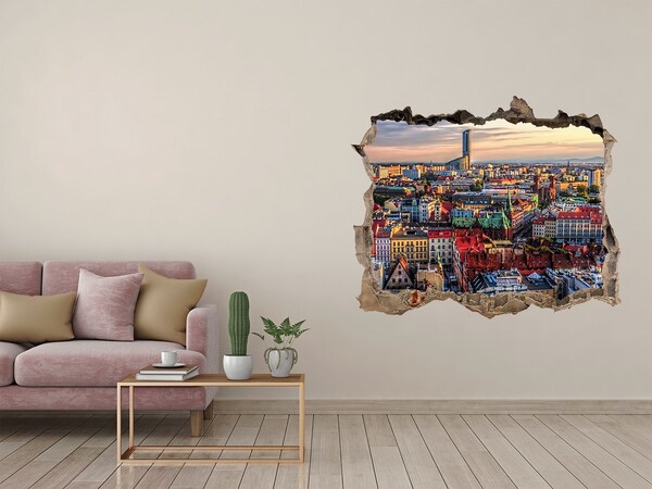 Sticker trou dans le mur Vue aérienne de la ville