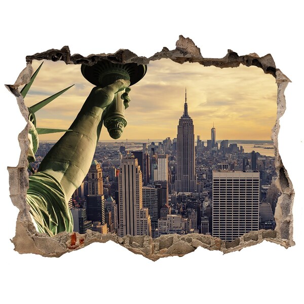 Autocollant à effet 3d trou New York avec vue sur la Statue de la Liberté