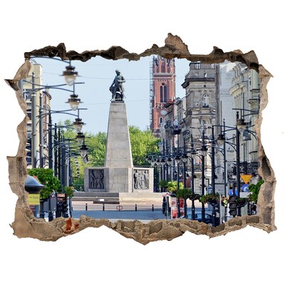 Sticker mural effet trou Rue avec un monument