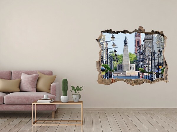 Sticker mural effet trou Rue avec un monument