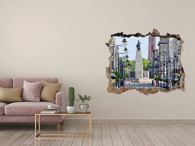 Sticker mural effet trou Rue avec un monument