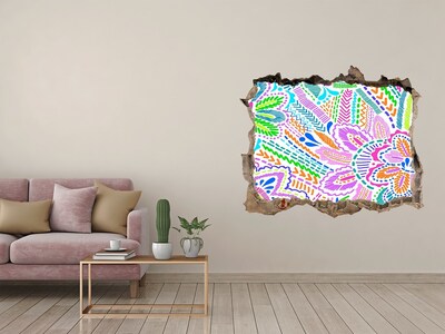 Sticker mural effet trou Motif floral feuilles pierre