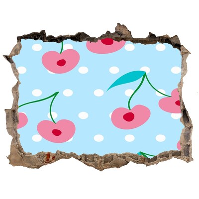 Sticker mural effet trou Motif de fruits sur fond bleu