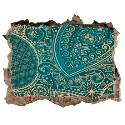 Sticker mural effet trou Motif bohème vert