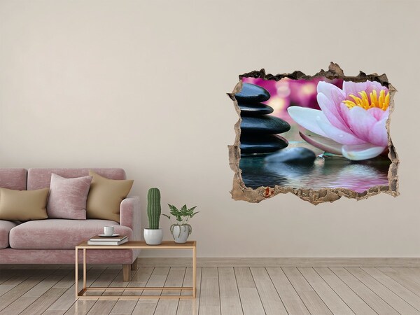 Sticker trou dans le mur Fleurs et pierres dans un jardin zen