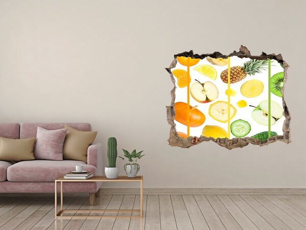 Sticker mural effet trou Fruits frais dans du béton